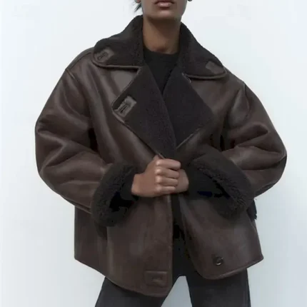 Women's Fleece Jacket Casual Jacket Suede Vest Windproof Warm Pocket Fashion Modern Casual Solid Color Going out Weekend Single Breasted Regular Lapel Regular Fit Long Sleeve Outerwear Brown Beige